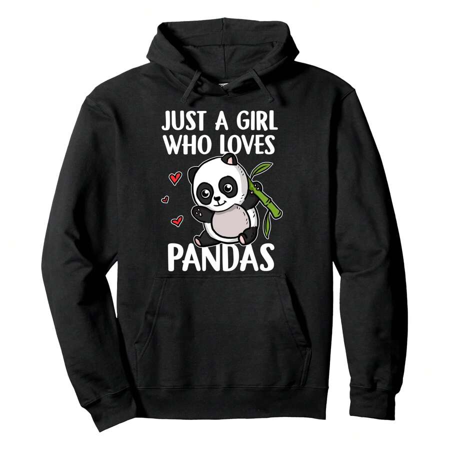 Just A Who Loves Pandas Panda Bear Cute Panda Costume Pullover Hoodie Men Fall And Winter Long Sleeve Hoodies - 黑色 - 查看 1