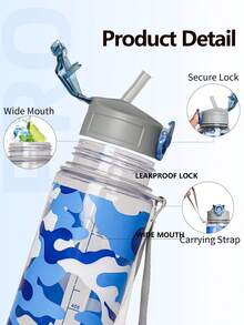 1 pieza Botella de agua deportiva de 750ml/26oz, con estampado de camuflaje, portátil, adecuada para deportes al aire libre, correr, fitness, ciclismo, camping, viajes de corta distancia