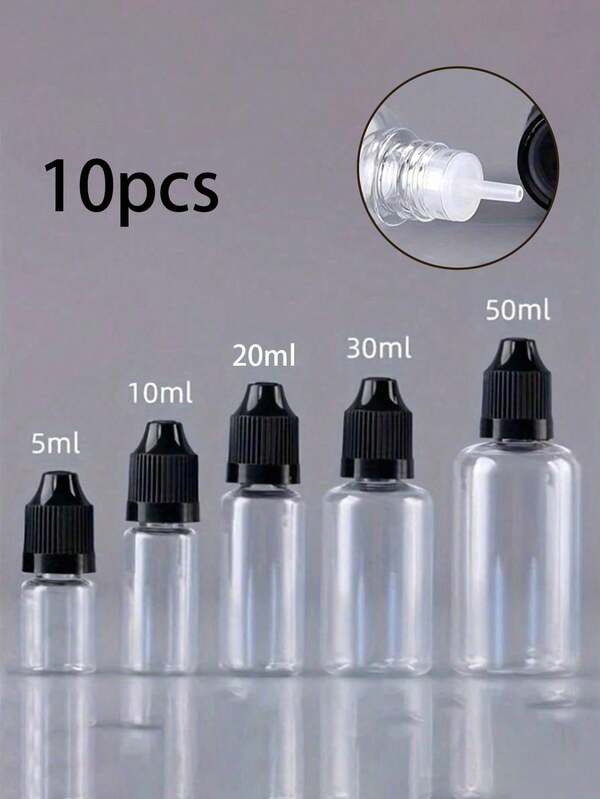 10 dünne Tropfflaschen, 5ml/10ml/20ml/30ml/50ml leere Quetsch-Augentropfen-Flaschen, PET quetschbare Flüssigkeits-Tropf-Verschluss-Flaschen, ideal für Schulanfang und Reisen, tragbar und leicht - Reisezubehör