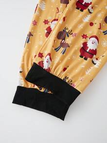Family Matching Christmas Jumpsuits Pajamas Letter/Santa/Tree/Print Hooded Long Sleeve Playsuits Autumn Zipper Long Rompers - Yellow Baby - View 9