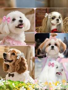 4/8pcs Pet Bow Hair Clips Set, Dog Hair Accessories, Cat Hair Clips, Cute Bow French Bulldog Cat Hair Decor, Holiday Decoration (Random Colors)