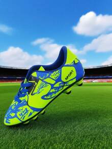 Camouflage Pattern Asymmetrical Color Asymmetrical Tongue Design Breathable Comfortable Outdoor Football/Soccer Shoes, Hiking Shoes, Cleats For Teenagers, Students, Campus Sports