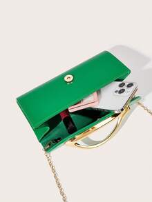 复古纯色手拿包，百搭手提包，时尚 PU 包，适合女士，也适合婚礼、派对、舞会、晚宴 - 綠色 - 查看 7