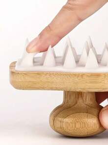 1/2 paquets Brosse à shampoing en bois de bambou, brosse de massage en silicone, brosse multifonctionnelle pour la maison, brosse de bain, brosse de nettoyage, brosse de massage en silicone Nanzhu