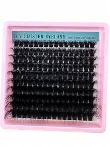 200pcs/180pcs/160pcs/140pcs/120pcs 8D Luxury Fluffy DIY Cluster Lashes - 14-20mm Mixed Length Eyelash Extension 0.07mm Russian D Curl Thick And Reusable Dramatic Lashes For Beginners Easy To Use - 10 Rows (60D/80D/100D/120D/160D/200D Variety Pack) - D - 查看 15