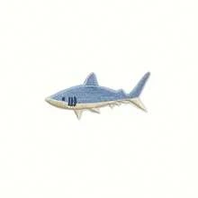 4pcs Blue Shark Embroidered Patches - Blue & White Ocean Theme Iron-On/Sew-On Fabric Appliques, High-Quality Heat Transfer/Sewing Decorative Patches For DIY Crafts, Clothing, Hats, Bags, Blankets - Ideal For Couples Outfits, Gifts, Journal Decorations - Fashionable Knitting Accessories, Embroidery Materials, Exquisite Details Embellishment