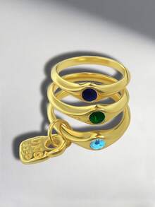 Bộ 1 nhẫn đính pha lê nhiều màu mạ bạc sang trọng nhiều lớp, quà tặng cho phụ nữ dự tiệc, lễ hội âm nhạc, sinh nhật - nhẫn - Xem 9