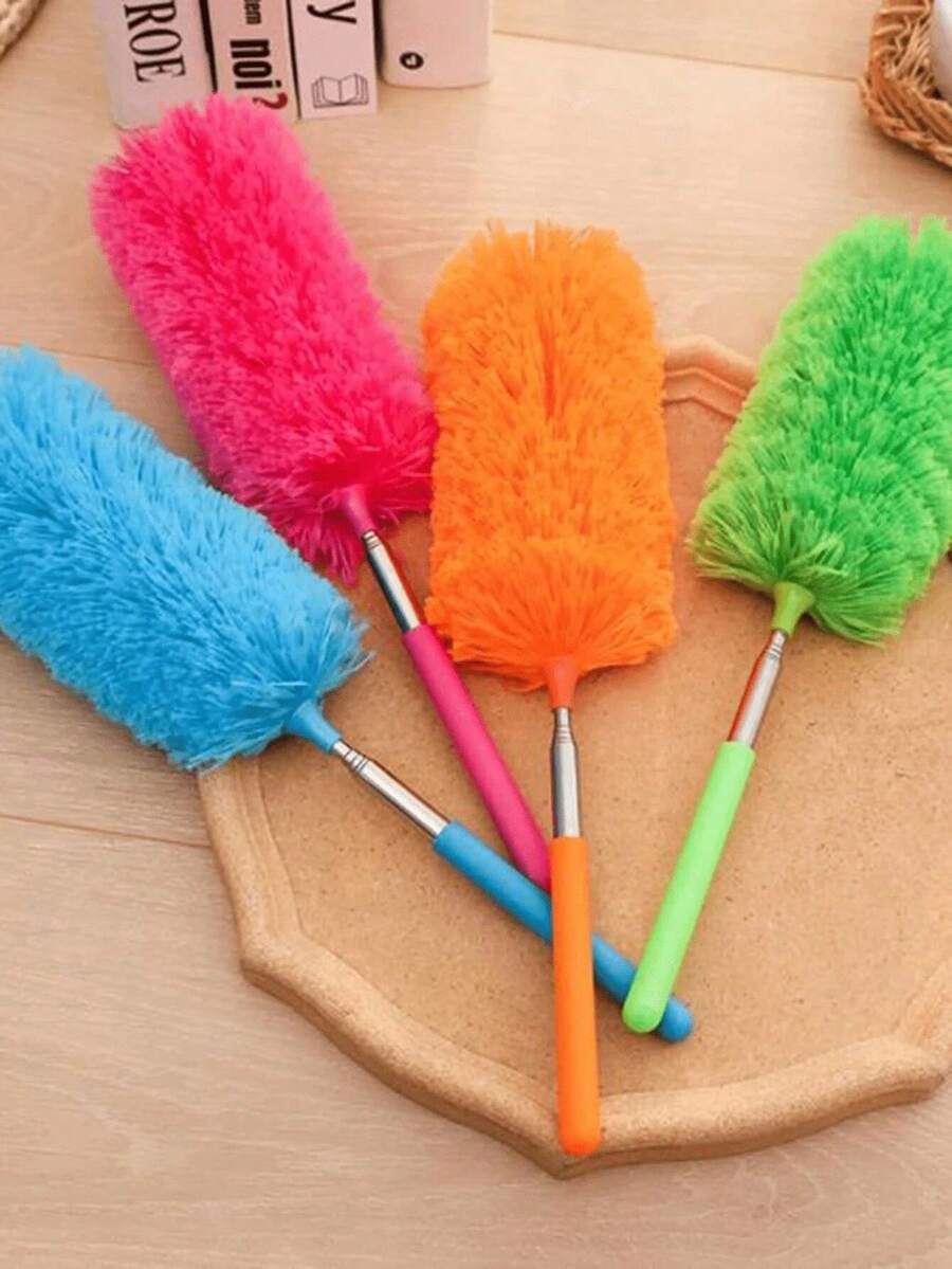 1pc Extendable Super Fine Fiber Duster, Reusable, Washable, Bendable Duster With Telescopic Handle, Suitable For Home And Office - Ideal For Cleaning Ceiling Fans, Windows And Furniture. Super Fine Fiber Extendable Manual Dust Cleaning Brush For Home Air Conditioner, Feather, Car And Furniture Cleaning - Multicolor - View 1
