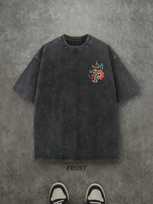 Vintage Washed Shirt Double Sided Printed (230 Pure Cotton T-Shirt) Christian Tattoo T-Shirt, Scripture Shirt, Women And Men's Christian Tee, Old School Tattoo Top, Christian Streetwear Cotton Shirt, Luke 10:19 - màu đen - Xem 3