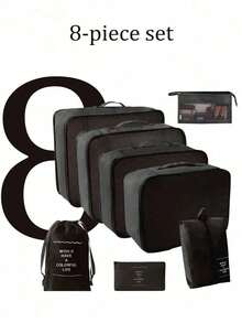 6/7/8/9pcs Travel Packing Cubes, Luggage Organizer Bags, Laundry Bag, Shoe Bag, Multi-Function Compression Packing Cubes, Lightweight Travel Luggage Organizer, Washable Nylon Material, Suitable For Students, Teachers, Travelers