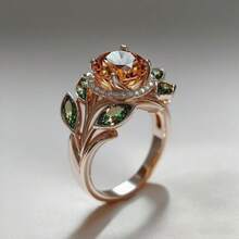 Elegant Women's Ring - Champagne Large  Set With Multi Colored Ia, Fashionable And Exquisite, Suitable For Women's Daily Wear And Party/Birthday/Anniversary/Mother's Day/Christmas Gifts - Rượu sâm banh - Xem 3