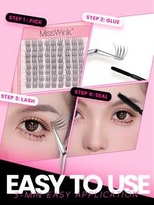 Miss Wink 288簇自然柔软大容量混合套装睫毛簿13mm 0.07mm D弯浓密卷翘DIY手工嫁接日常妆漫画假睫毛全新升级礼盒套装 - D - 查看 4