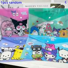 Sanrio 4 buc Sanrio Cartoon A4 Pungi pentru documente, Geantă din PVC cu închidere rapidă Hello Kitty, Kulomi, Dosar cu închidere cu nasture My Melody, Geantă de papetărie, Organizator de documente, Geantă transparentă cu fermoar, Depozitare hârtie de examen, Cadouri, Rechizite de birou, Cadouri mici pentru întoarcerea la școală, Potrivite pentru sezonul școlar