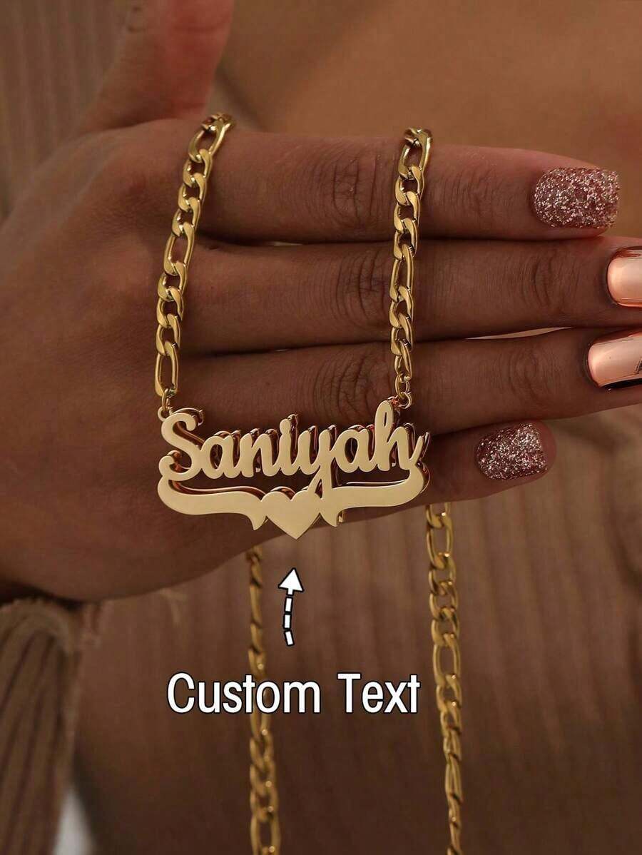 Customized Stainless Steel Double Layer Necklace, Heart & English Letter Clavicle Chain Pendant Jewelry, Couples, Friends, Family, Mother's Day, Available In Gold & Silver, Fashionable, Retractable, Simple, Casual, Personalized, Unique Girlfriend, Mom, Family, Friends, Daughter Anniversary, Valentine's Day, Mother's Day, Birthday, Graduation, Daily Wear, Wedding, Prom,Gold,Stylish,Colorful,Vintage,Hipster,Simple,Y2k,2000s Fashion,Custom,Personalized,Unique,Gifts Him,Gifts Her,Her,Boyfriend,Girlfriend,Dad,Mom,Family,Friends,Anniversaries,Birthdays,Graduation,Prom,Party,Jewelry Women,School Supplies,Back To School,Office,School,Classroom,Teacher Gifts,,Colleague,Dorm Rooms,Teacher,Boys And Girls,Teenagers,Junior High School Students,Middle School Students,High School Senior High School Students,College Students,Students,Freshman,Sophomore,Underclassmen - Đôi cánh hai lớp và nhiều màu sắc - Xem 1