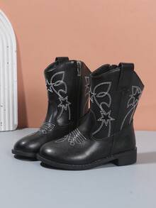 Botas bordadas lindas y de moda para niñas, botas occidentales bordadas simples para niñas para la vuelta al colegio y la vida en el campus