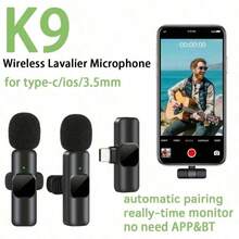 Wireless Lavalier Microphone, Professional Wireless Microphone K1K9 - Clip-On Design, USB Type-C Interface, Omnidirectional Polar Pattern, Suitable For Live Streaming, USB Rechargeable Lithium-Polymer Battery, Plug And Play - Multicolor - View 4