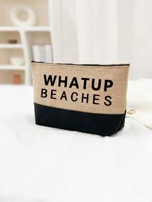 一套女士沙滩手提包，帆布沙滩包，适合婚礼、生日、节日等场合，是送给女性、妈妈、老师、朋友、伴娘、学生、返校季的绝佳礼物，大容量，旅行手提包，适合度假、周末出行，个性化生日礼物，附赠围巾 - 彩色 - 查看 6