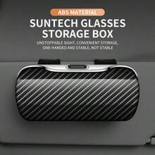 Car Carbon Fiber Patterned Glasses Case, Car Sun Visor Storage, Sunglasses Holder, Press Open Multifunctional Card Clip, Interior Modification Special Glasses Storage Case