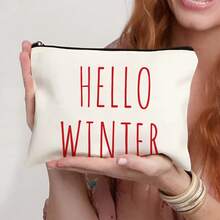 1 件圣诞礼物、印有圣诞元素的化妆包、旅行用礼品袋拉链袋、轻便储物袋、零钱包、拉链手拿包、化妆包化妆收纳包美容包化妆包、化妆包、度假收纳包旅行必需品假日化妆收纳包女士旅行包