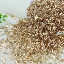 600pcs 2*7mm Magic Glass Beads, DIY Cross Stitch Beading Materials For Bracelet And Necklace - Gold - View 5