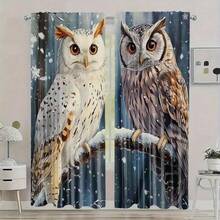 2pcs Living Room Curtains - 3D Owl Pattern Blackout Curtains, Cartoon Owl Design For Children's Room - Multicolor - View 6