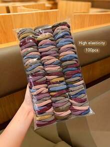 50/100 piezas Vintage Bohemio Lazos para el cabello - Altamente elásticos sin costuras, accesorios para el cabello elásticos duraderos para mujeres, manteniendo el cabello de las niñas en su lugar con forma de corazón de colores mixtos, set de accesorios para el cabello, sujetadores de cola de caballo, bandas elásticas para el cabello, scrunchies, cuerda para el cabello