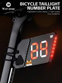WEST BIKING Number Plate Taillights - LED Number With Digital Display, Suitable For Road Bicycles | Rechargeable Riding Taillights Night Riding Accessories