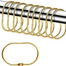 10 piezas/30 piezas/50 piezas Ganchos y anillos decorativos para cortina de ducha a prueba de óxido en forma oval, anillos metálicos para cortina de baño, anillos giratorios, negro/dorado/plateado - Multicolor - Ver 4
