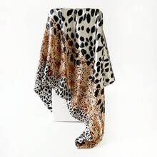 1PC Fashion Leopard Print Scarf, European And American Splicing Color 90cm Satin Square Scarf, Arab  Shawl Scarf - Pink - View 3