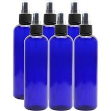 8oz Cobalt Blue Plastic PET Spray Bottles Fine Mist Atomizers 6 - Pack Home Cleaning, Aromatherapy, Beauty Care