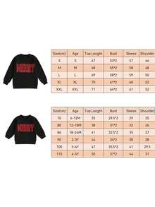 Mommy And Me Christmas Sweatshirt Cute Merry Embroidery Long Sleeve Crewneck Pullover Top Mother Baby Matching Clothes