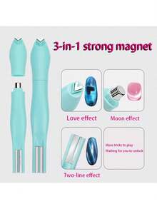 Żelowy lakier do paznokci 3D Cat Eye z magnesami na paznokcie, magnesy na paznokcie w kształcie kociego oka, magnesy na paznokcie z podwójną główką, magnetyczne długopisy do paznokci w paski, akcesoria do paznokci, narzędzia do paznokci, wielofunkcyjny zestaw magnesów do manicure DIY