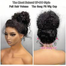 NARNI 36 Inch 360 HD Full Lace Deep Wave Human Hair Wig 250 Density Pre Plucked Pre Cut 5x5 Wear And Go Glueless Wigs Human Hair Ready To Wear Brazilian 13X6 HD Deep Curly Lace Frontal Wigs For Women Black Color - Natural Black - 查看 8