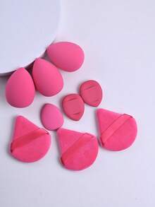 9件套化妆海绵粉扑套装，干湿两用，柔软可重复使用，美妆蛋，适合女性、妈妈、妻子、姐妹、少女、朋友等，可作为赠品、旅行用品、平价好物、旅行必备品。 - 彩色 - 查看 4