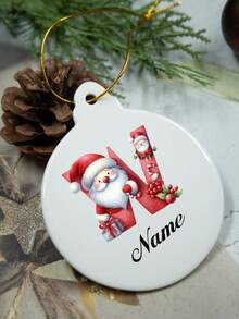 LICVIC Custom Christmas Decorations With Name, Personalized Christmas Tree Decorations, Customized Christmas Gifts, Customizable Christmas Craft Supplies, Diy Ornaments, Kids Souvenirs, Party Decorations, Round/Heart-Shaped/Star-Shaped Pendant, Ceramics, Garden, Room Decor, Cartoon, Boy, Girl, Kids, Family - Style a - View 4