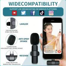 Wireless Lavalier Microphone, Professional Wireless Microphone K1K9 - Clip-On Design, USB Type-C Interface, Omnidirectional Polar Pattern, Suitable For Live Streaming, USB Rechargeable Lithium-Polymer Battery, Plug And Play - Multicolor - View 6