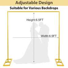 1 Set 300cm*300cm Marco de decoración de boda cuadrado dorado, combinación de base cuadrada de tubo redondo de arte de hierro, soporte resistente, adecuado para decoración floral de boda, decoración de globos, Día de San Valentín, fiesta de graduación, decoración de cumpleaños