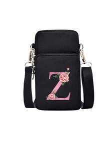 حقيبة كتف لتخزين الهاتف المحمول على شكل قلب فضي مع سحاب أسود، حروف A-Z باللون الوردي المائي، اكسسوارات عصرية ومريحة للأنشطة الخارجية، حقيبة هاتف محمول صغيرة، حقيبة معصم، حقيبة تسوق متقاطعة الجسم، حقيبة تخزين الهاتف المحمول، حقيبة مستحضرات التجميل، حقيبة رياضية متقاطعة الجسم، مناسبة للأصدقاء المهتمين بالرياضة، هدية مثالية للعائلة والأصدقاء