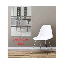 6 件加厚亚克力镜面墙贴，自粘装饰镜，适用于浴室、客厅、卧室、衣柜、全身镜，创意装饰 - 銀色 - 查看 15