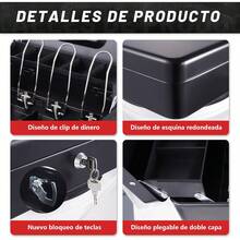 Caja para Dinero de Seguridad con Llaves y Cerradura de Seguridad, Caja Fuerte para Almacenamiento, Amplios Compartimientos con 4 Charolas para Billetes y 5 Depósitos para Monedas - 1 - Ver 3