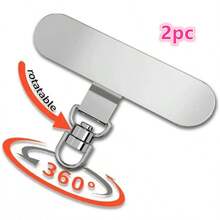 2pcs Rotatable Stainless Steel Phone Clip With Ultra-Thin Metal Pad & Secure Lanyard, Multi-Pack - Mobile Phone Holder Accessory With 360° Swivel - Multicolor - View 8