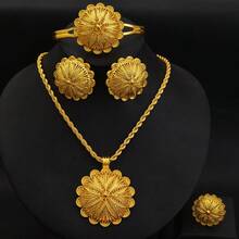 1 套經典金色珠寶套裝，女士婚禮/派對禮物套裝 - 金黃色 - 查看 9
