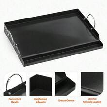 Universal BBQ Griddle With Handles For Most Grills Ceramic Coated Nonstick Flat Top Griddle For Outdoor Cooking 18L X 12.6W X 2.8H - 黑色 - 查看 3