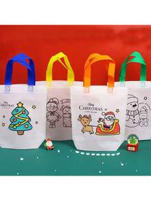 12pcs Christmas Gift Bags, Snowman/Christmas Tree/Santa Claus Pattern, Can Be Graffiti DIY Color, Desktop Decoration Supplies, Christmas Party Decoration Supplies, Suitable For Holiday Parties, Theme Events, Gift Packaging Supplies, Send To Family And Friends Christmas Christmas Decorations Christmas Pajamas Christmas Gifts Christmas Decor