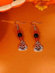 1 Paar Halloween-Themen Perlen Kürbis Ohrringe, geeignet für Frauen Halloween Party Outfit