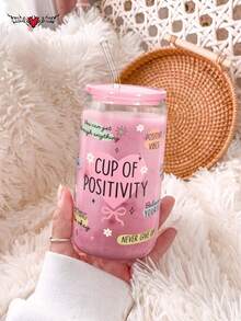 Pink Lid Glass Straw Cup, Iced Coffee Glass Cup, Matcha Straw Cup, Milk Tea Straw Cup, Can-Shaped Cola Cup - Best Gift Choice For Friends! - Multicolor - View 2