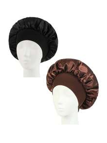 1 pieza/2 piezas/3 piezas Gorro de satén de borde ancho y alta elasticidad para mujeres, belleza, cuidado del cabello, posparto, quimioterapia