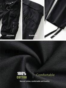 Men's Cargo Work Pants Cotton Casual Wild Outdoor Ripstop Camo Trousers With 9 Pockets-20256688 - màu đen - Xem 11