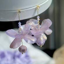 2pc Purple Long Flower Tassel Earrings Sweet Accessories - 09-2405 Màu tím - Xem 6