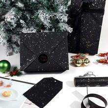 Rolă de hârtie de împachetat, hârtie de împachetat pentru nuntă, hârtie de împachetat kraft mată cu fulgi de folie argintie și aurie, perfectă pentru nunți, sezonul absolvirilor, zile de naștere, buchete DIY, hârtie de împachetat cadouri de Crăciun cu textură metalică, umplutură pentru cutii de cadouri, hârtie decorativă DIY cu elemente de Crăciun pentru accesorii, model de culoare solidă, hârtie de împachetat mată, decorațiuni de Halloween și Ziua Recunoștinței, toamnă, iarnă (auriu negru)